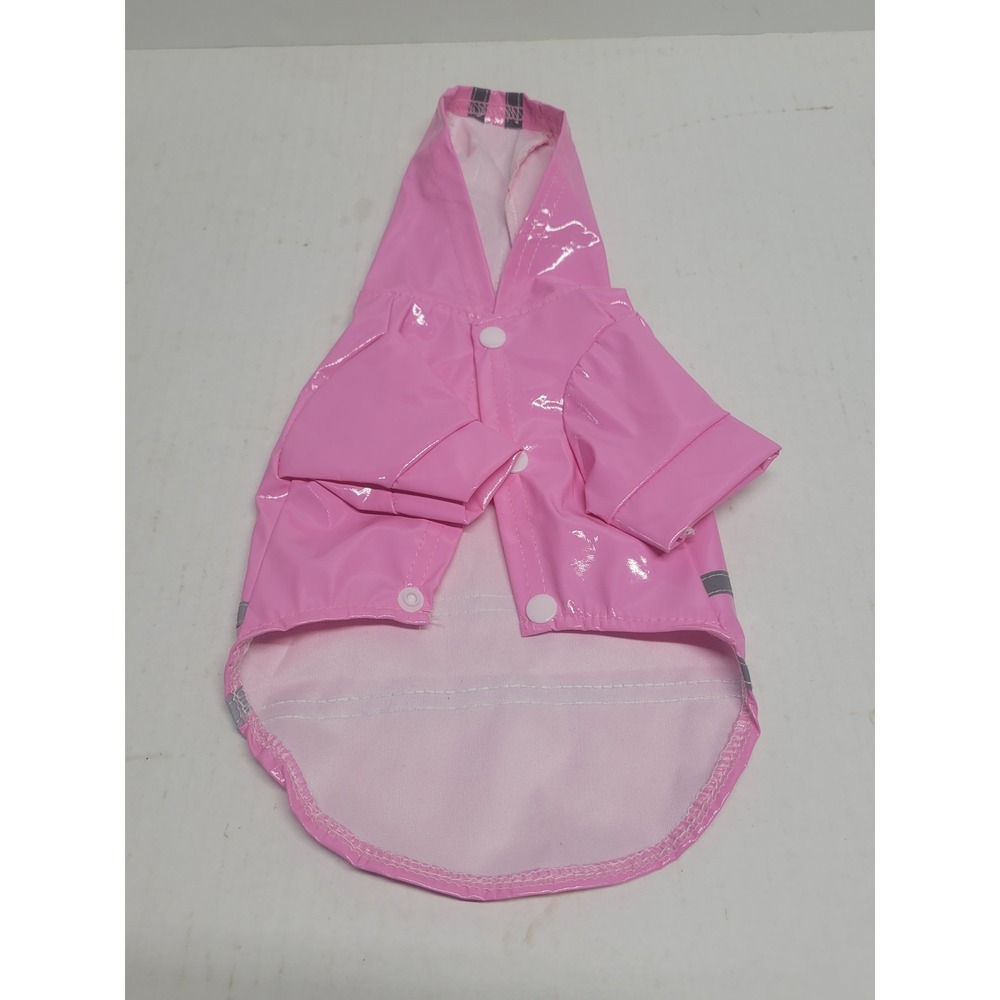 Pink Glossy Pet Raincoat Reflective Stripes Hooded Small Dog Cat Jacket S